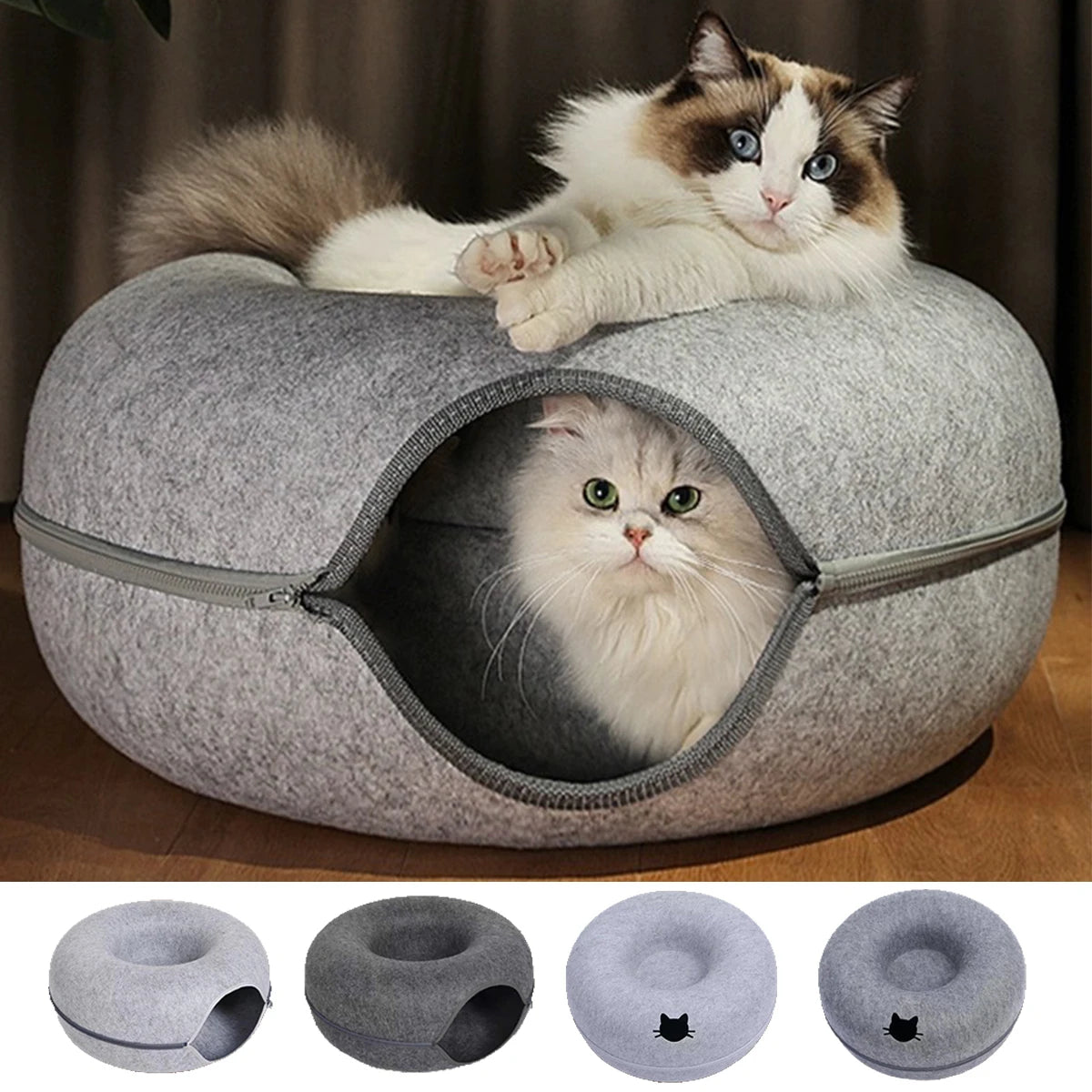 Felt Donut Cat Tunnel Bed