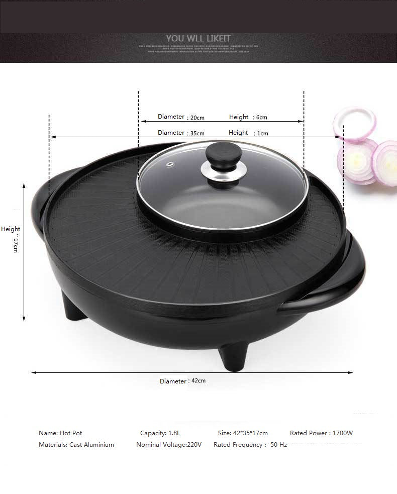 Korean Electric Hot Pot, Multifunctional Grill Pan fulkart.com